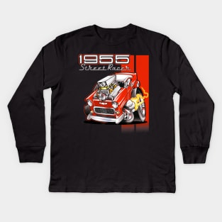 55 Chevy Hot Rod Kids Long Sleeve T-Shirt